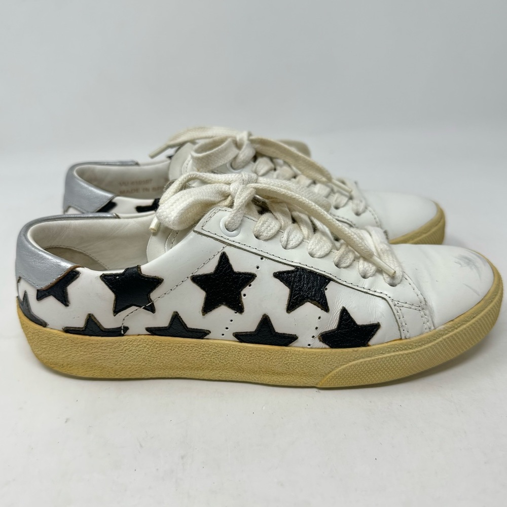 SAINT LAURENT Leather Low-Top Sneakers size 34